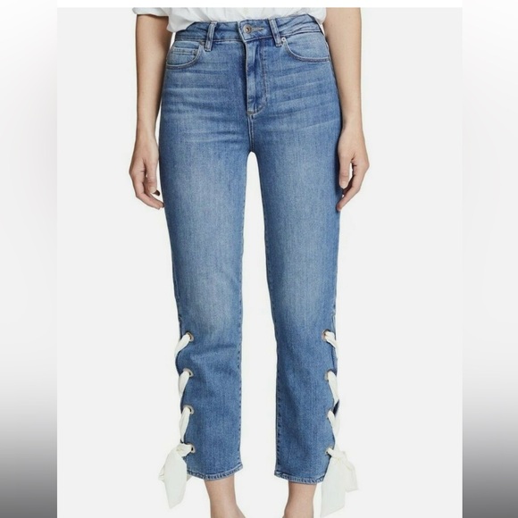 Paige High Rise Sarah Straight Jean - Picture 1 of 15